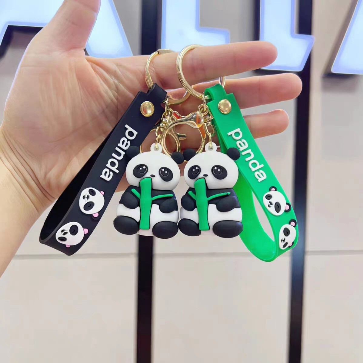 1pc Cute Panda Xmas Keychain Keyring Bag Car Hanging Pendant Xmas Gift For Girl