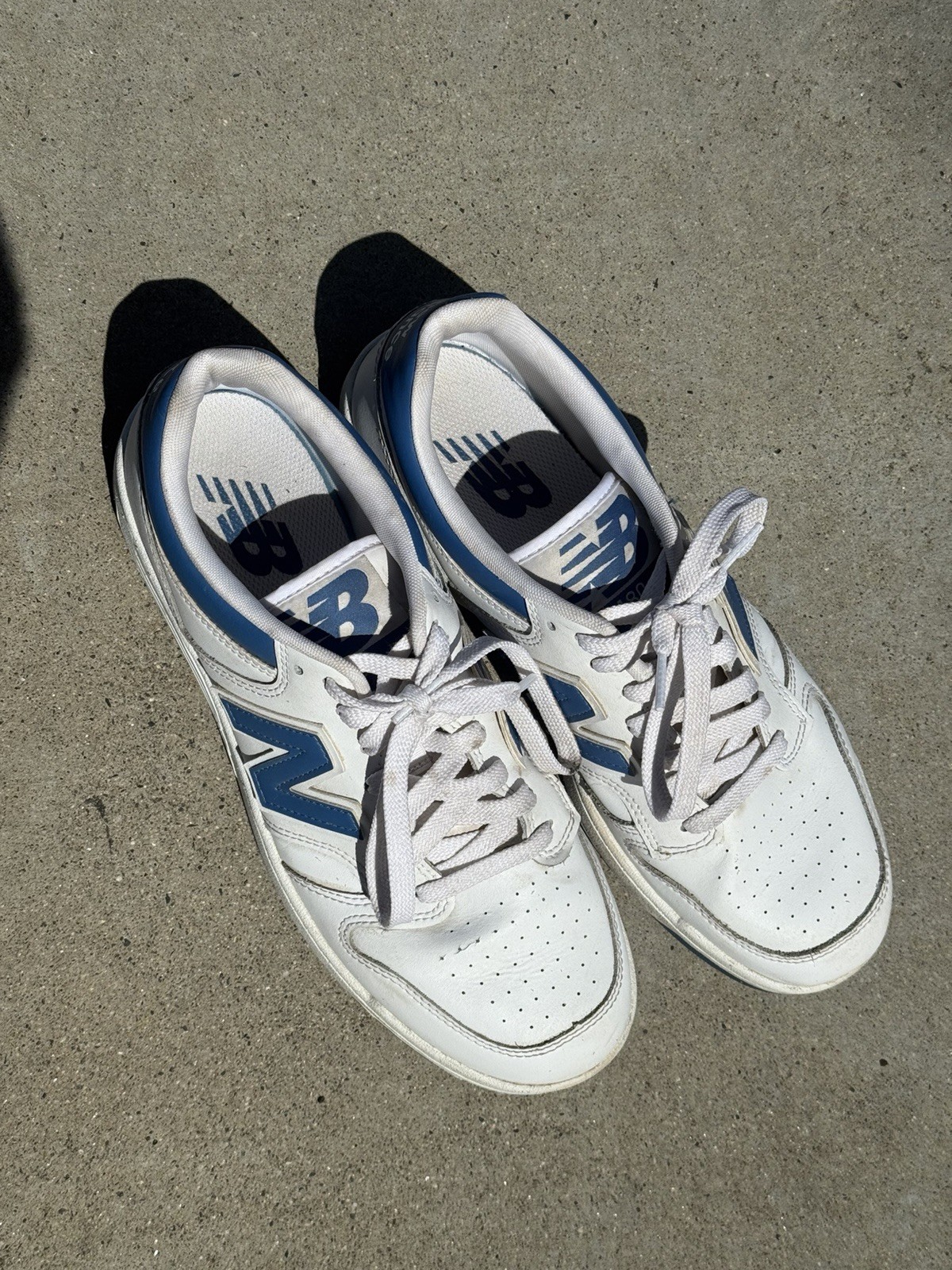 New Balance 480 Men’s White/Blue Lace-Up Low Top Leather Sneakers BB480LBL