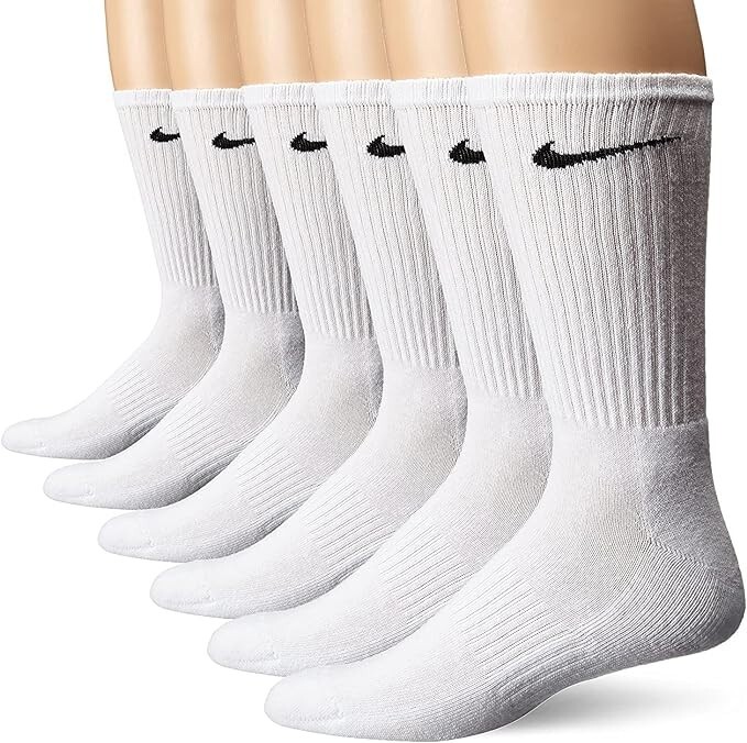 AUTHENTIC Nike Women’s Everyday Training Crew Socks 6-PAIRS WHITE SMALL 4-6