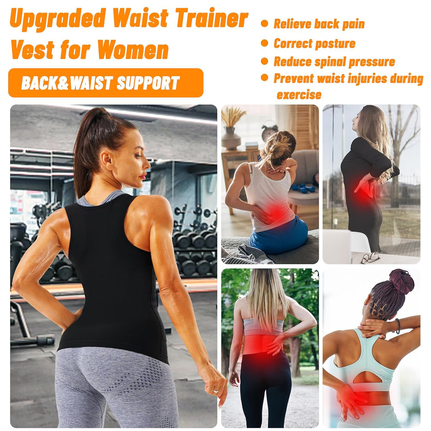 Women Sauna Suits Shirt Weight Loss Waist Trainer Sweat Vest Workout Tank Top