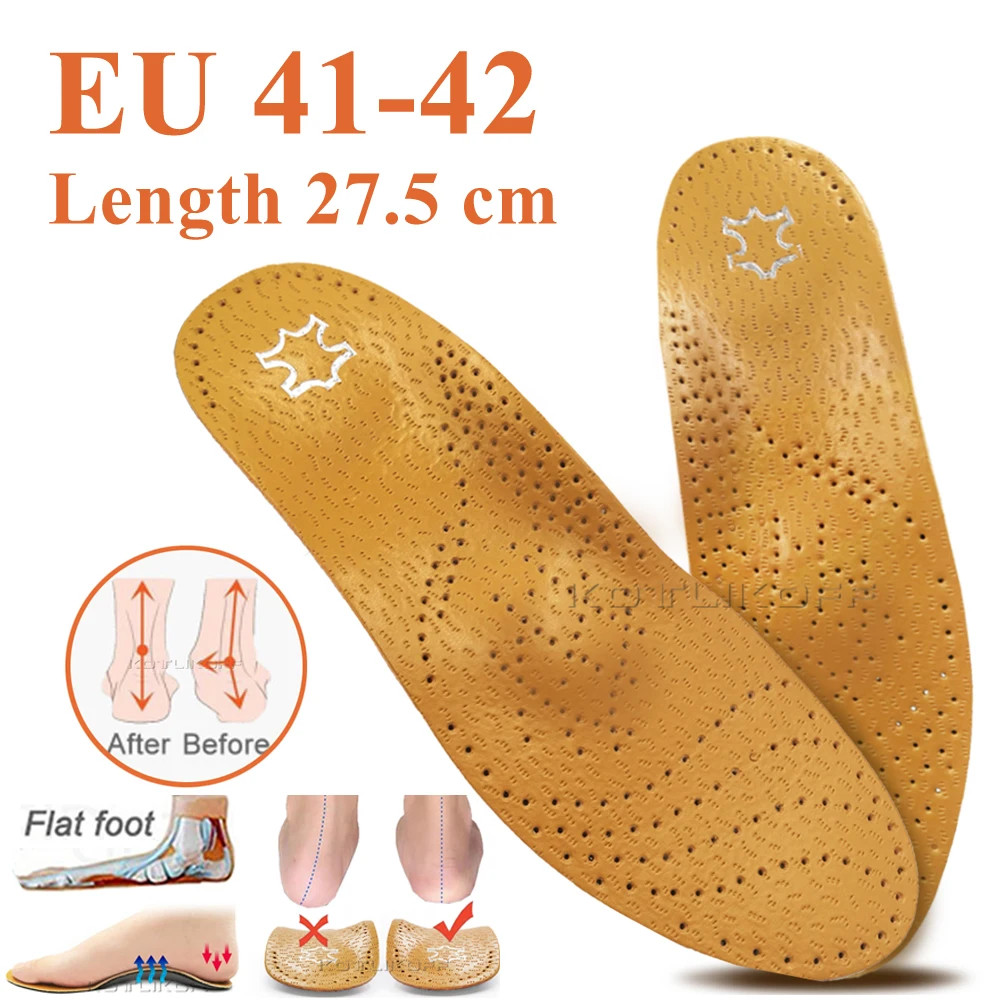 Best Insole for Shoes Leather Orthotic Insoles Flat Feet High Arch Support Ortho