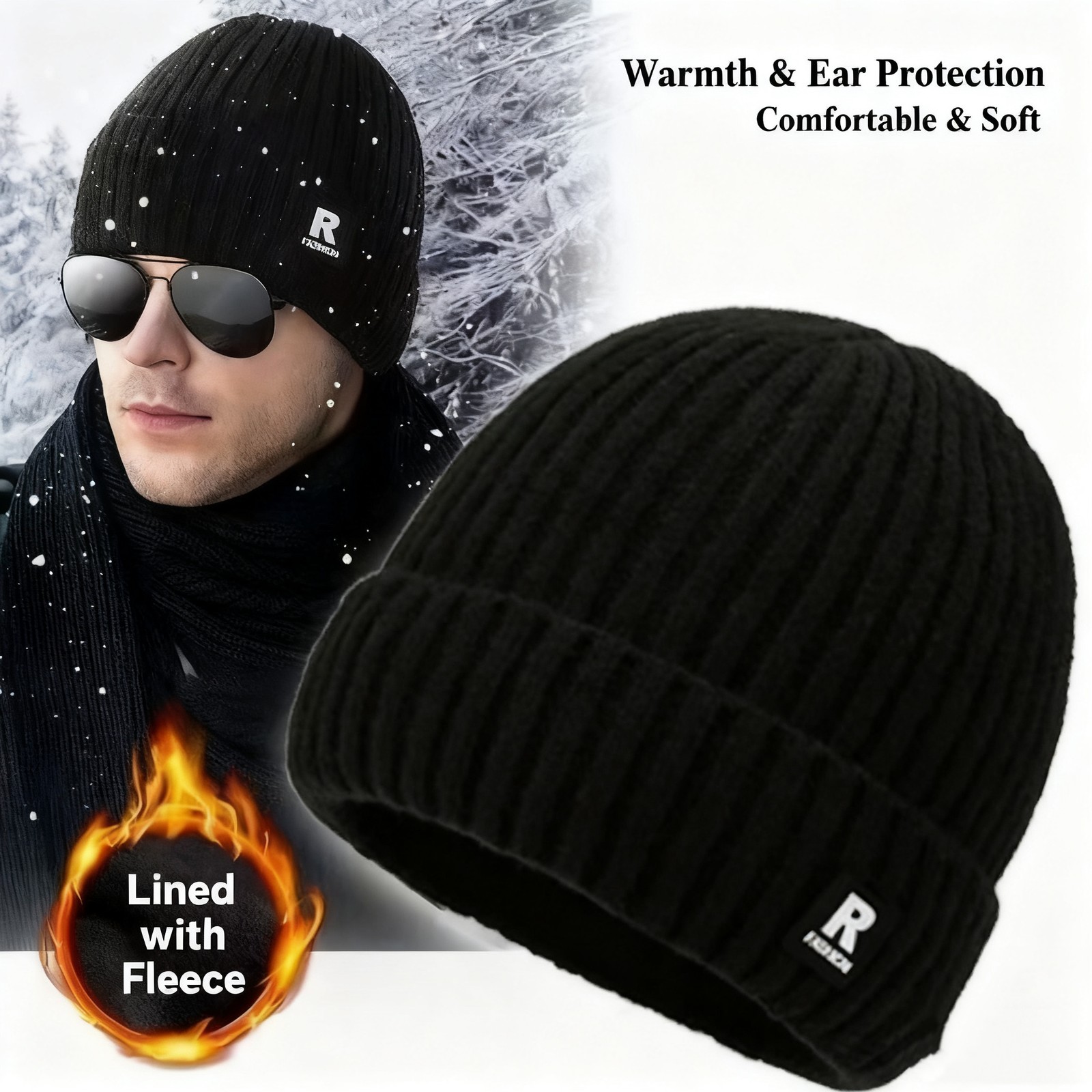 2PCS Military Tactical Skull Cap Winter Warm Fleece Windproof Ski Beanie Hats