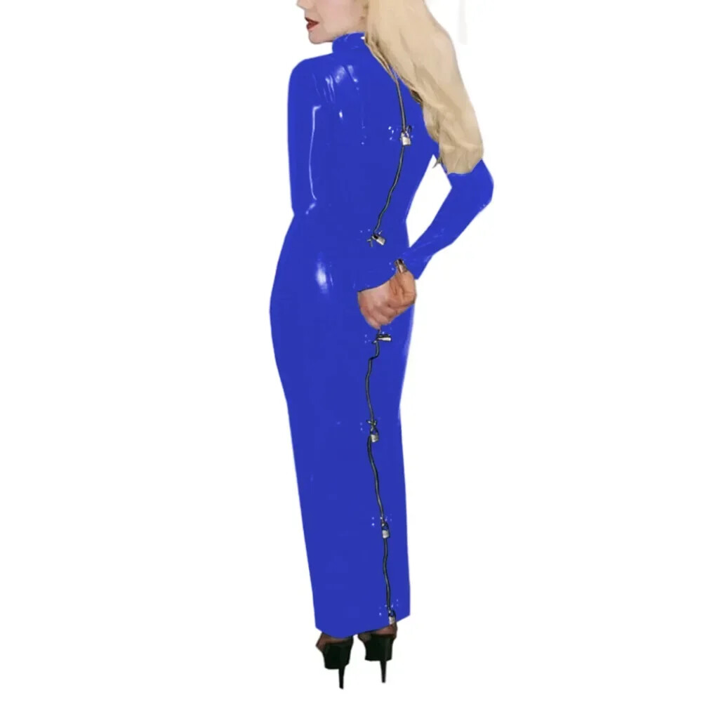 Mens Sissy Crossdresser Patent Leather Lockable Maxi Dress Exotic Hobble Dress