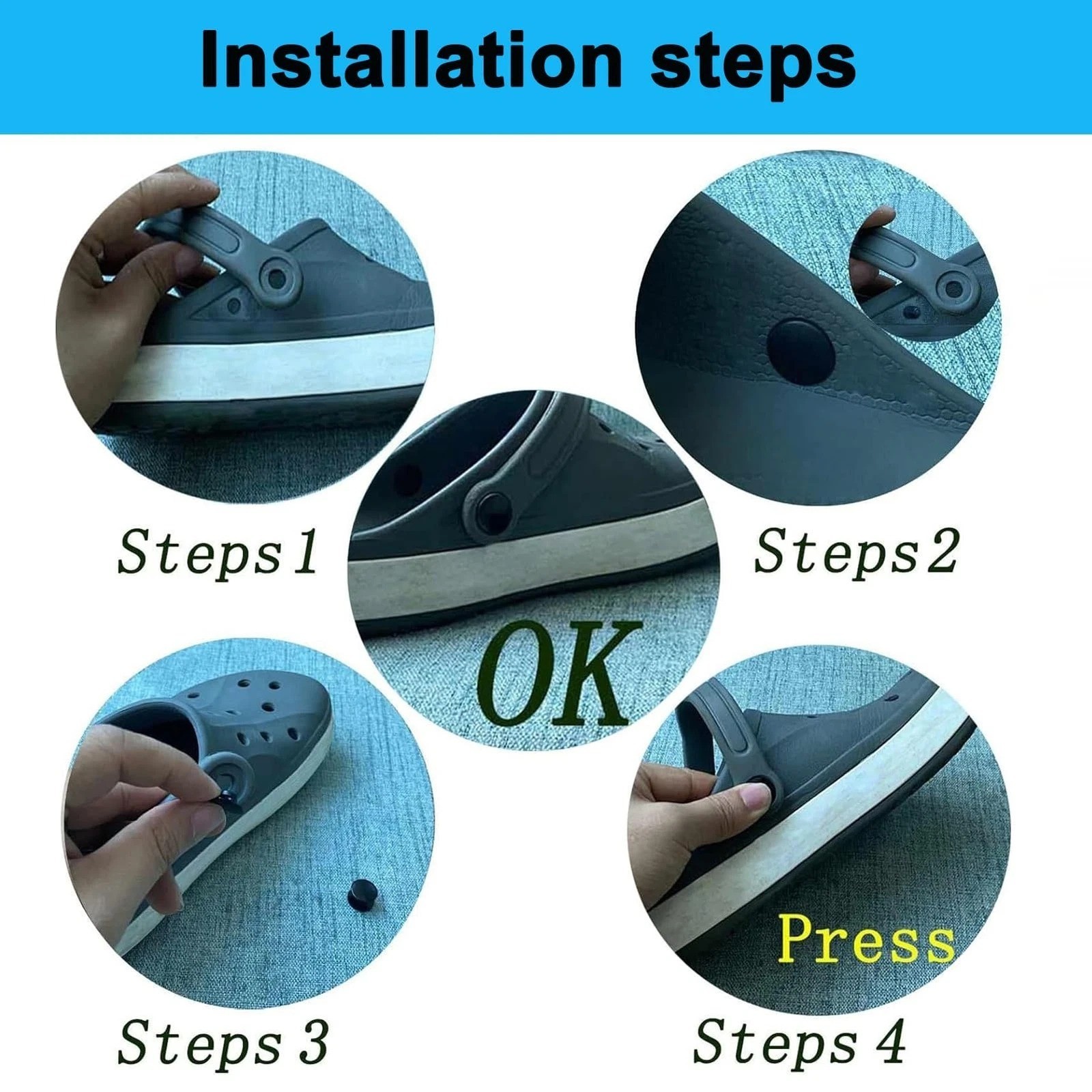 Croc Rivets Replacement, Croc Buttons Strap Repair Rivets for Croc Styled Shoes