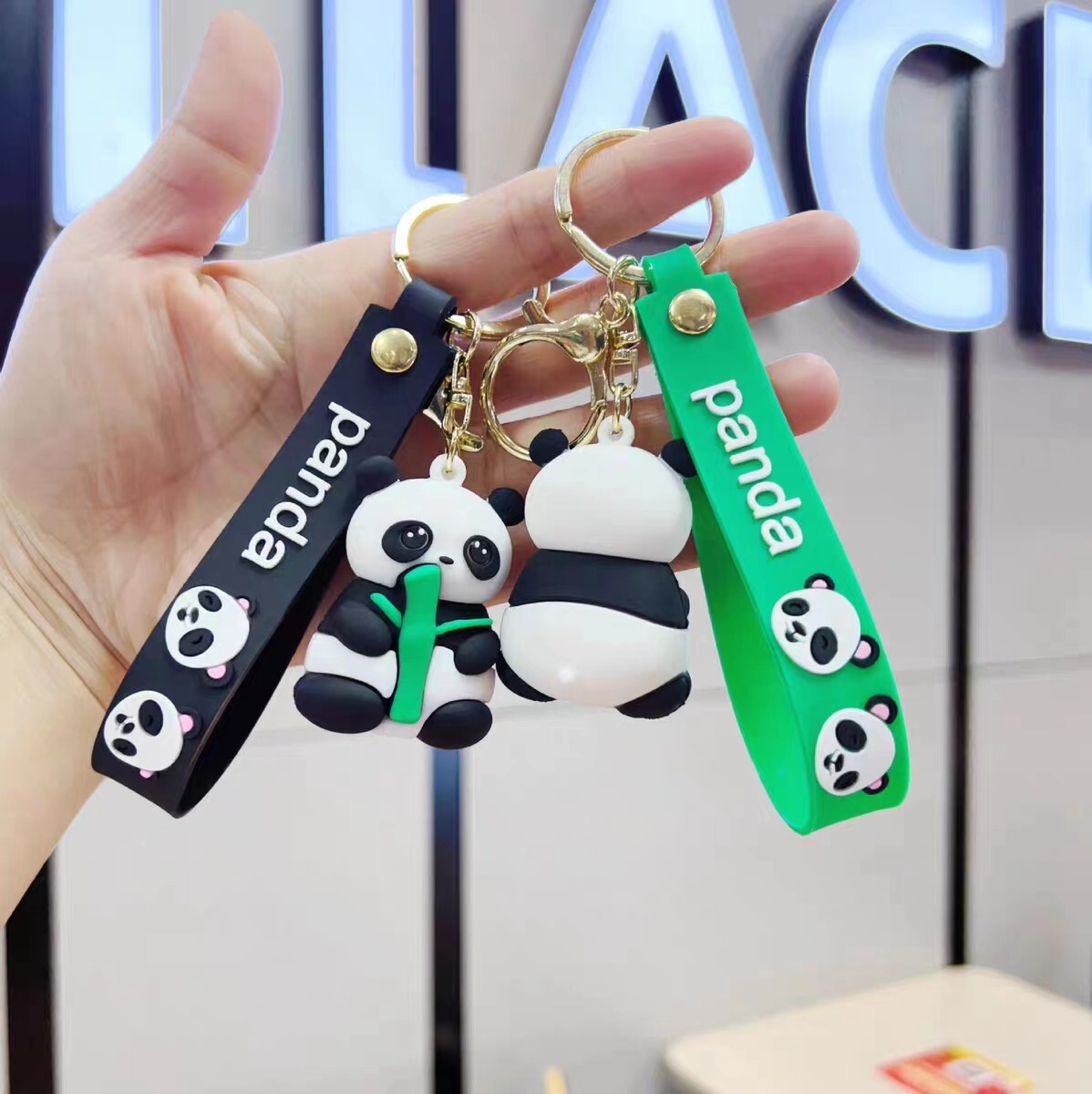 1pc Cute Panda Xmas Keychain Keyring Bag Car Hanging Pendant Xmas Gift For Girl
