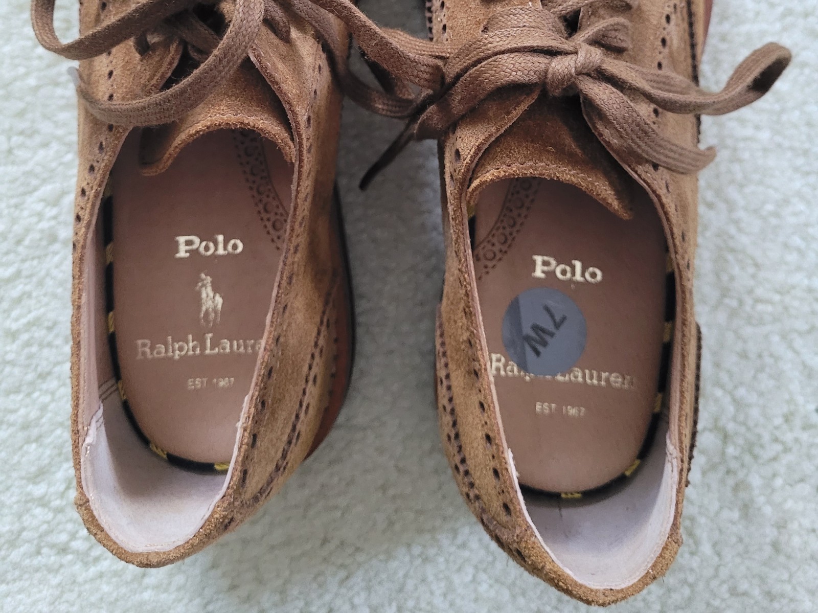 Polo Ralph Lauren Men’s Rhett Wingtip Suede Leather Dress Shoes Size 7D 7 Medium