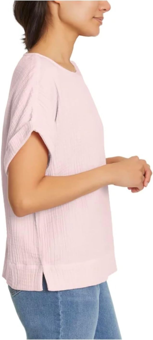 Gloria Vanderbilt Women’s Short Sleeve Cotton Gauze Pullover Top