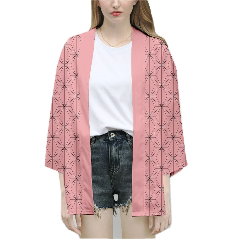 Kimetsu no Yaiba Anime Kimono Haori – Tanjirou Green & Zezeko Pink Cosplay