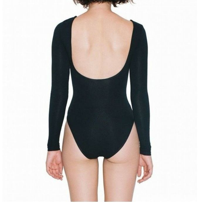American Apparel Women’s Cotton Spandex Long Sleeve Double U-Neck Bodysuit, XS