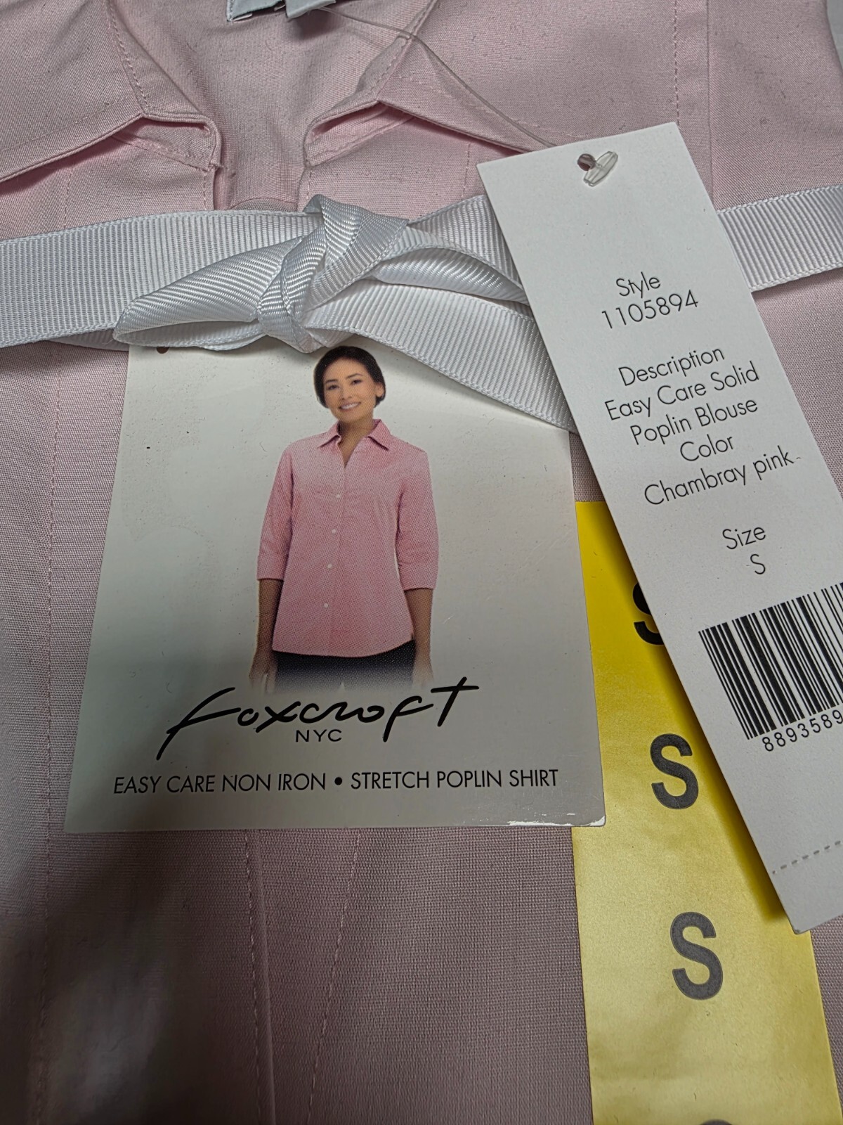 NEW Foxcroft Womens Collared Button Down Dress Shirt Easy Care Poplin Blouse