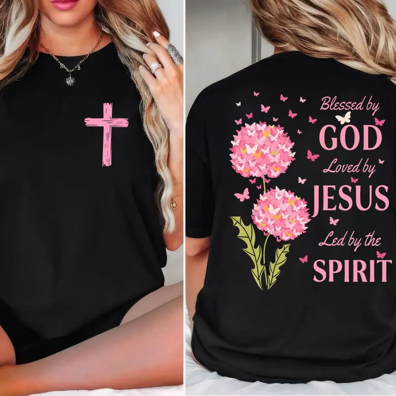 Double-sided printed pure cotton casual round neck short-sleeved T-shirt