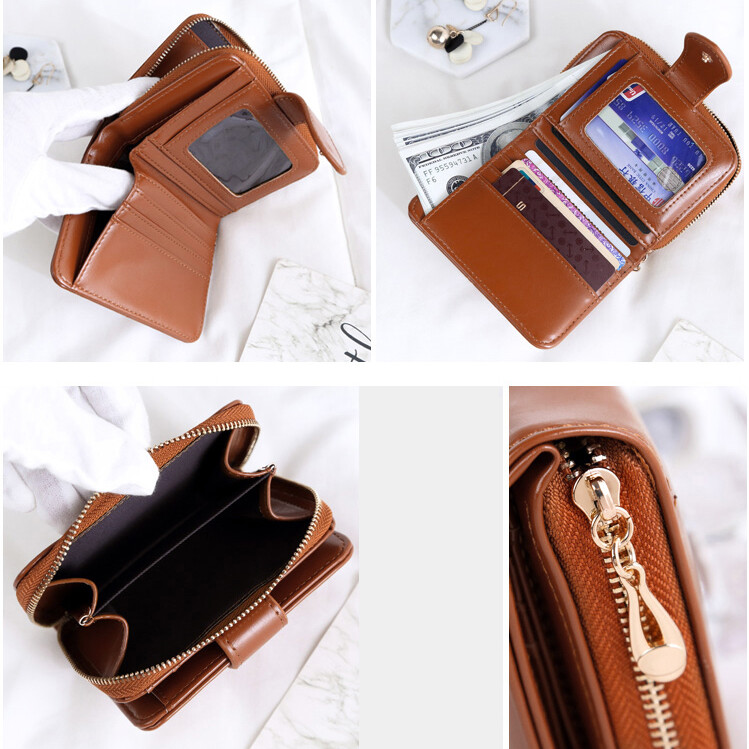 Small Wallet Womens Bifold Leather Mini Purse Short Credit Card Holder with Hasp
