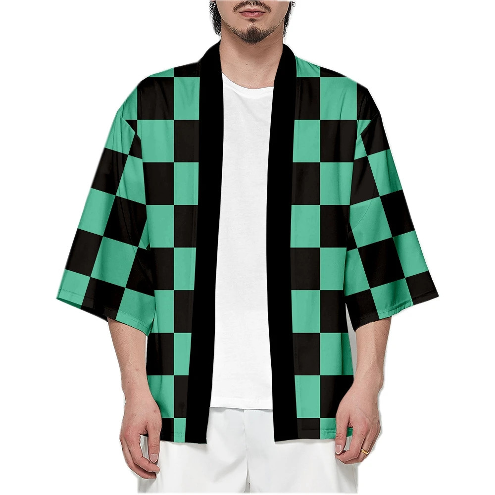 Kimetsu no Yaiba Anime Kimono Haori – Tanjirou Green & Zezeko Pink Cosplay