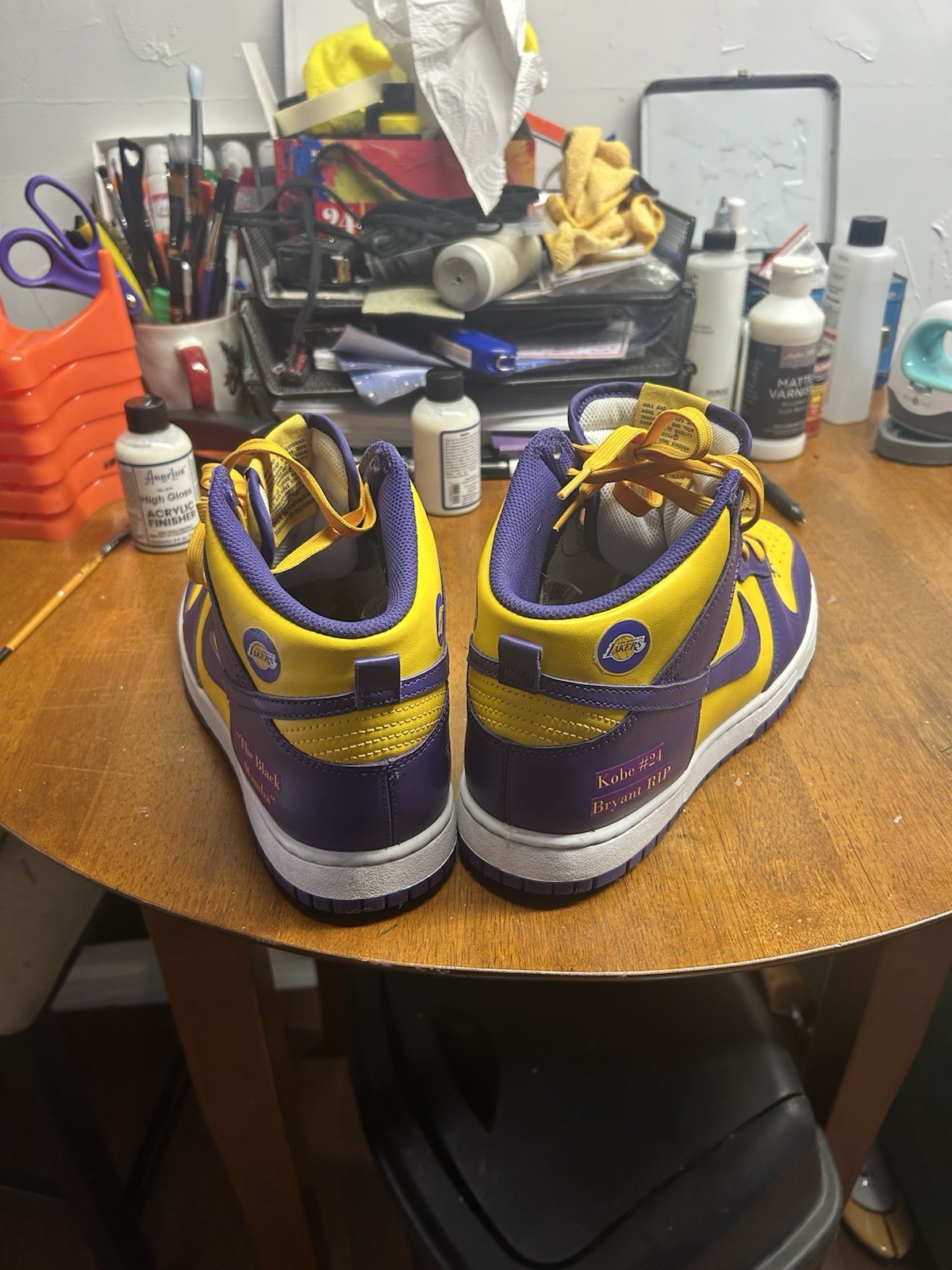 Custom Nike Dunk High Retro Lakers Kobe Bryant Mamba Sz 11 Purple Gold DD1399-50