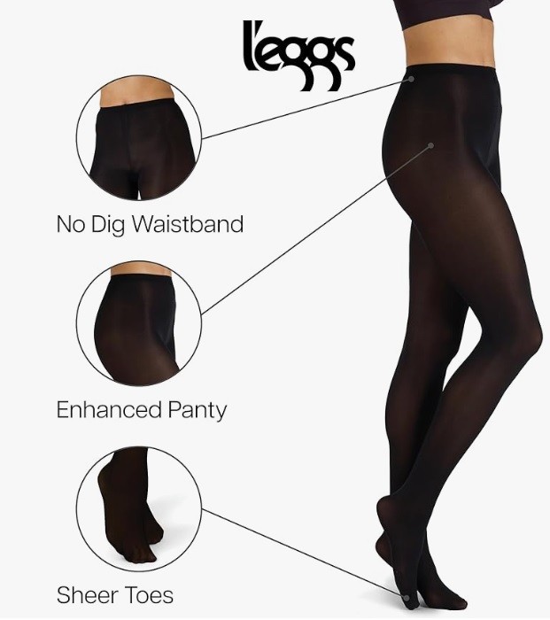 50 pack – Leggs Opaque Tights Large Black 60 Denier Soft Nylon Spandex New