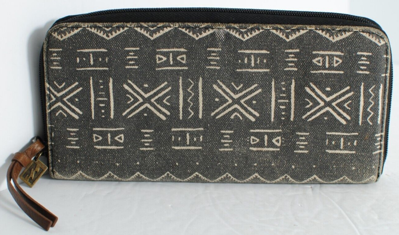 Billabong Zipper Wallet Clutch Grey Credit Card Holder 8.5 inches Long