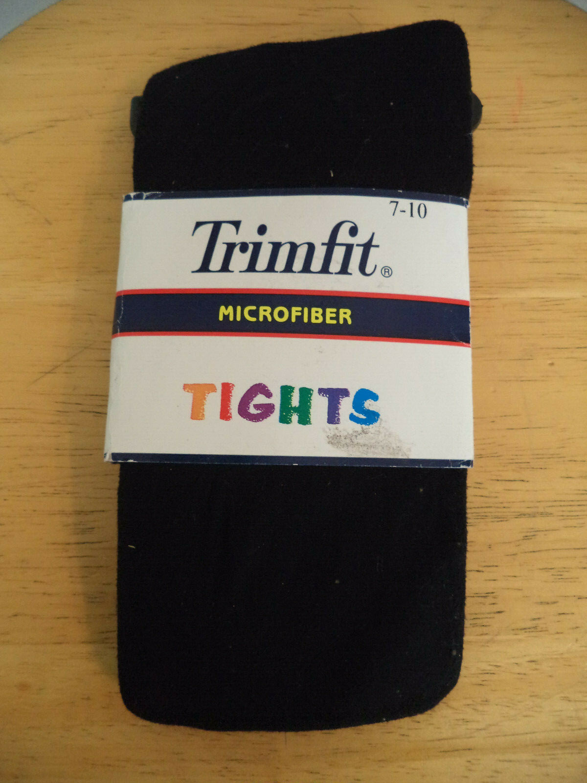 Women”s Black Trimfit Microfiber Tights. Size 7 – 10. 90 % Nylon/ 10% Spandex