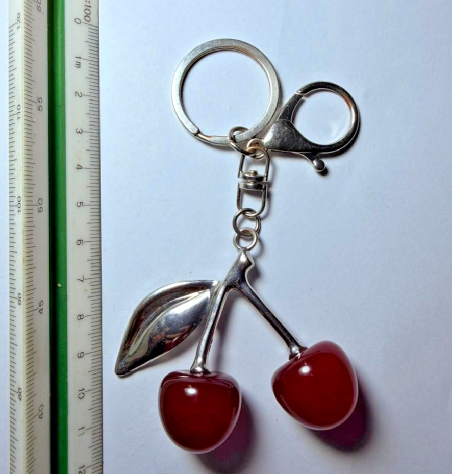 Red Cherry Keychain Cute Fruit Charm Key Ring Fashion Accessory Gift
