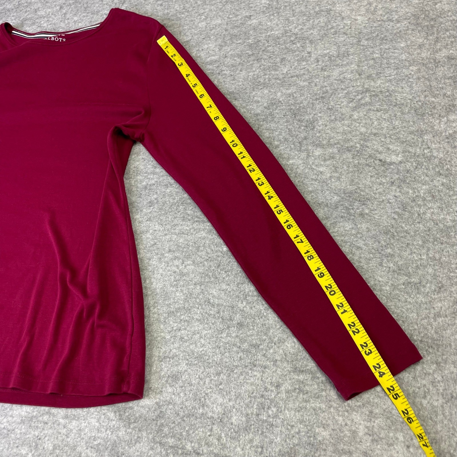 Talbots Tee Womens Large L Red Pima Cotton Long Sleeve Crew Neck Top Casual