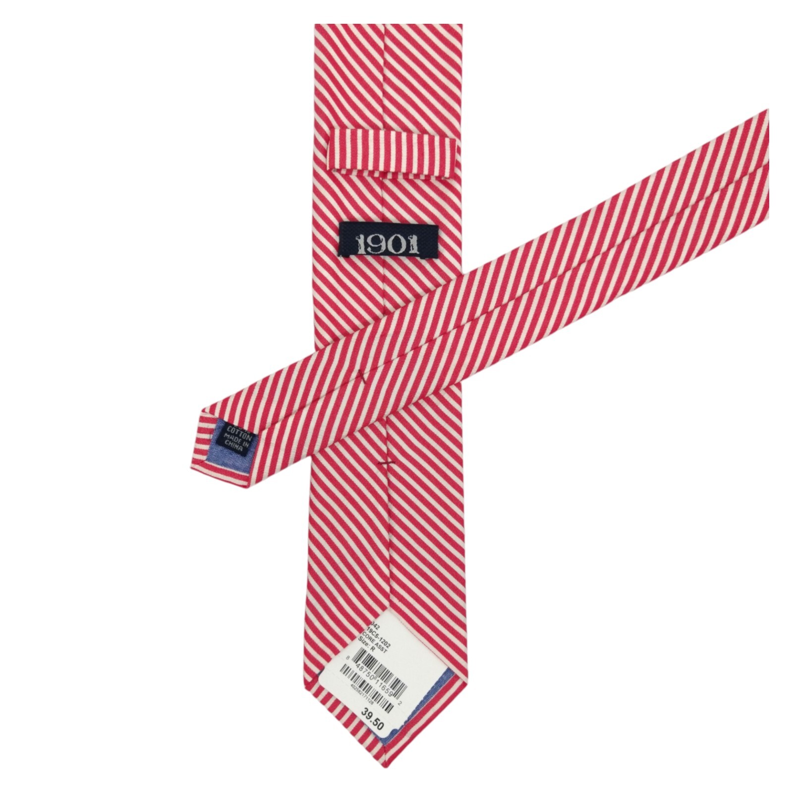 1901 Nordstrom Mens Silk Tie 2.5 Slim Red White Stripe Summer Wedding Necktie