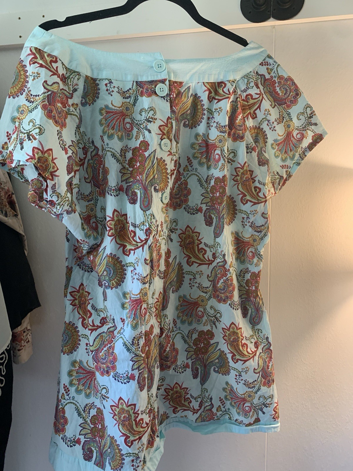 Vintage Attitude Unknown Women’s Light Blue Boho Top 2x Cotton