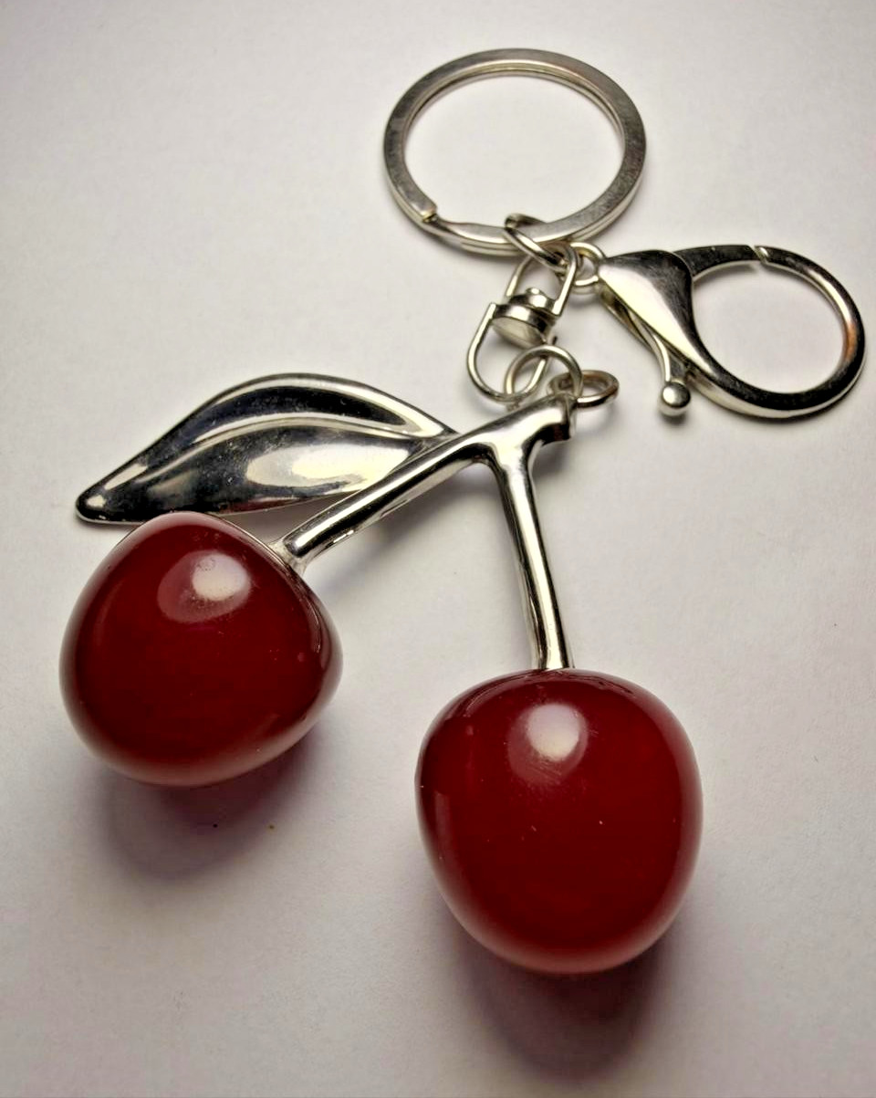 Red Cherry Keychain Cute Fruit Charm Key Ring Fashion Accessory Gift