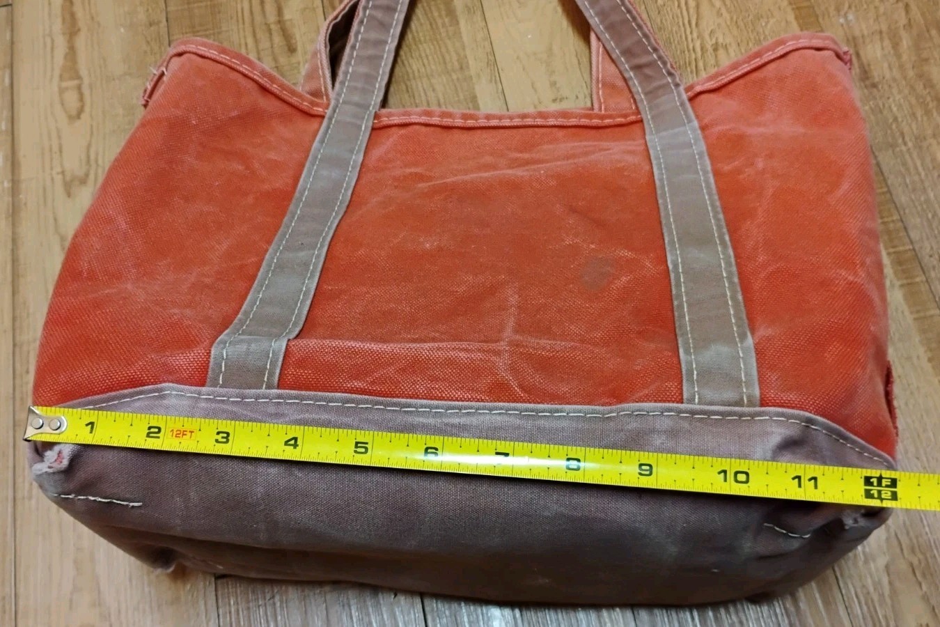 L.L.Bean Boat and Tote Open Top Vintage Made In USA Heavy Cotton Red/Brown