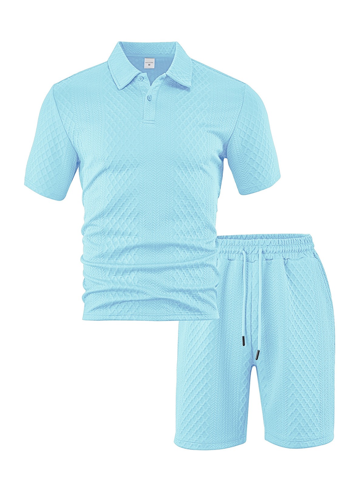 Men Waffle Knit Shorts Set Casual Summer 2 Piece Tracksuit Matching