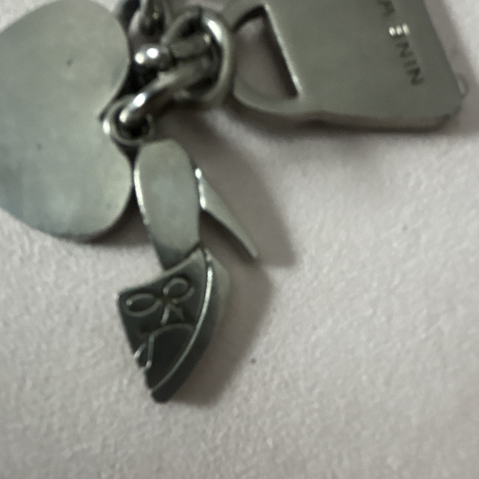 Nine West Silver Metal Key Chain Charm Keyring Heart Handbag Shoe Logo
