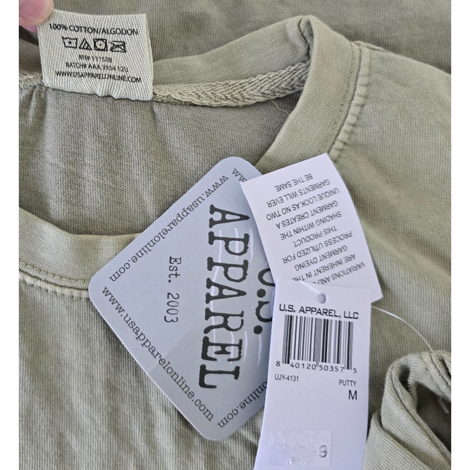 U.S. Apparel Short Sleeve Cotton T-Shirt Women’s M Tan – Green Crew Neck NWT