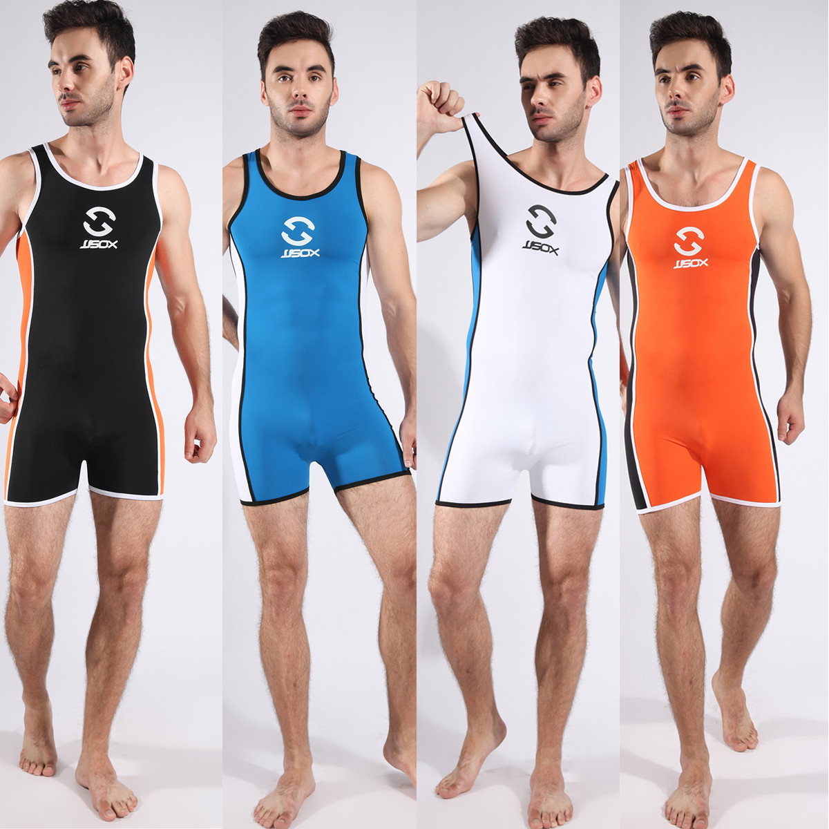 Sexy Men Cotton Mesh Wrestling Singlet Bodysuit Jumpsuit Undershirt Underwear