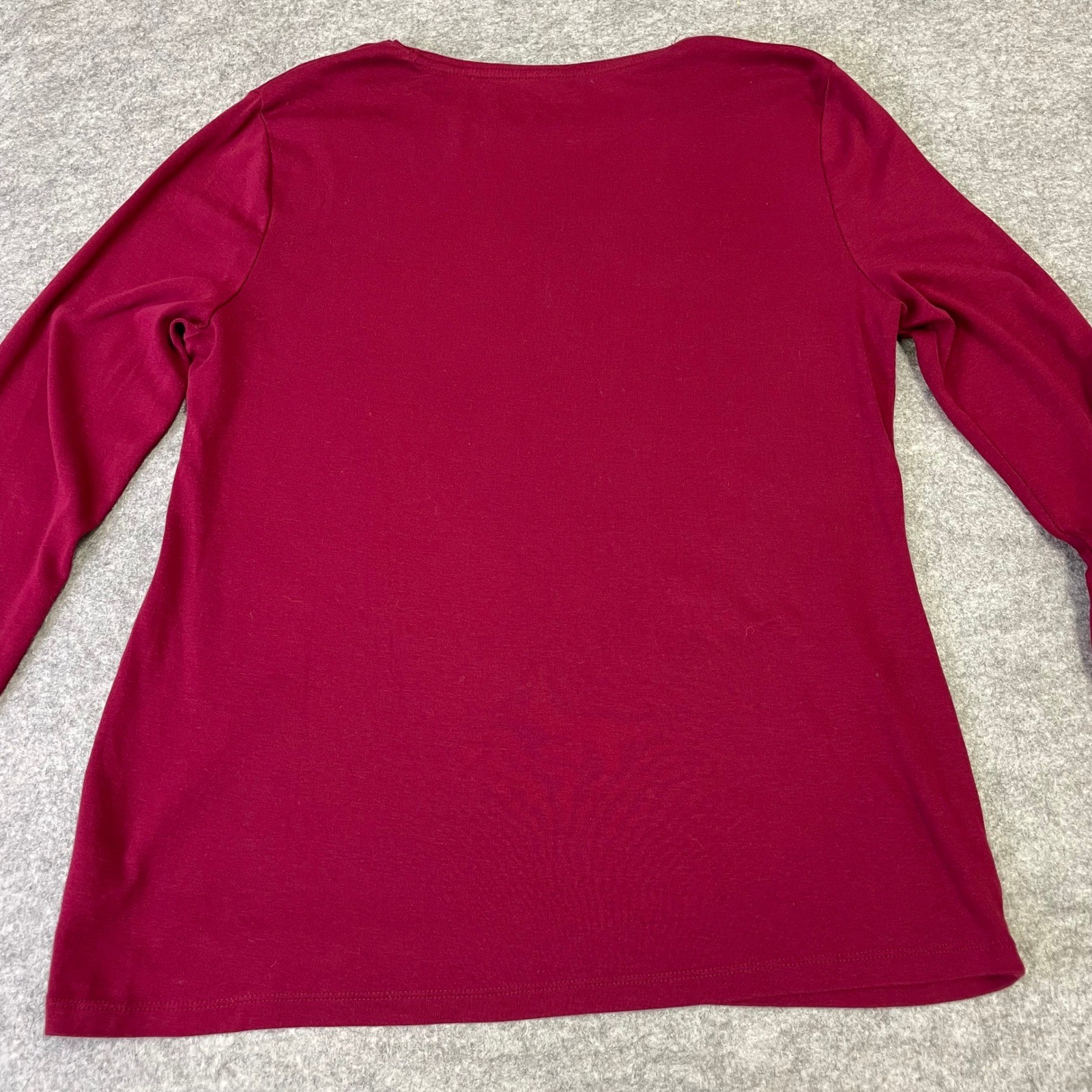Talbots Tee Womens Large L Red Pima Cotton Long Sleeve Crew Neck Top Casual