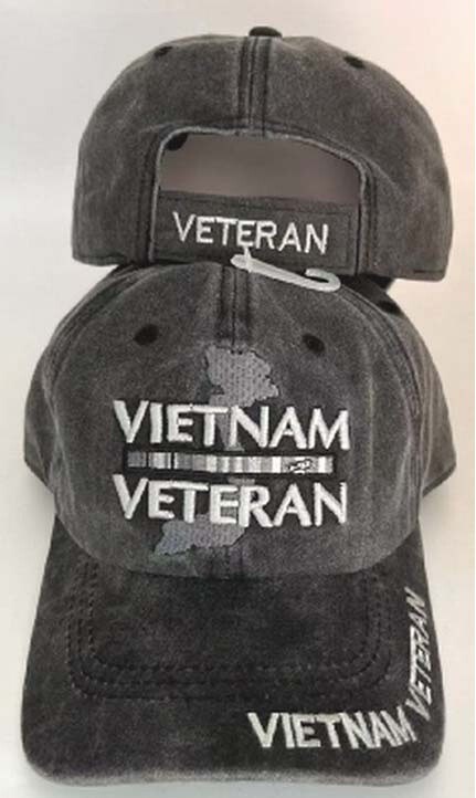 VIETNAM Veteran MAP WASHED Grey Gray Cotton Embroidered Cap Hat – Licensed X1