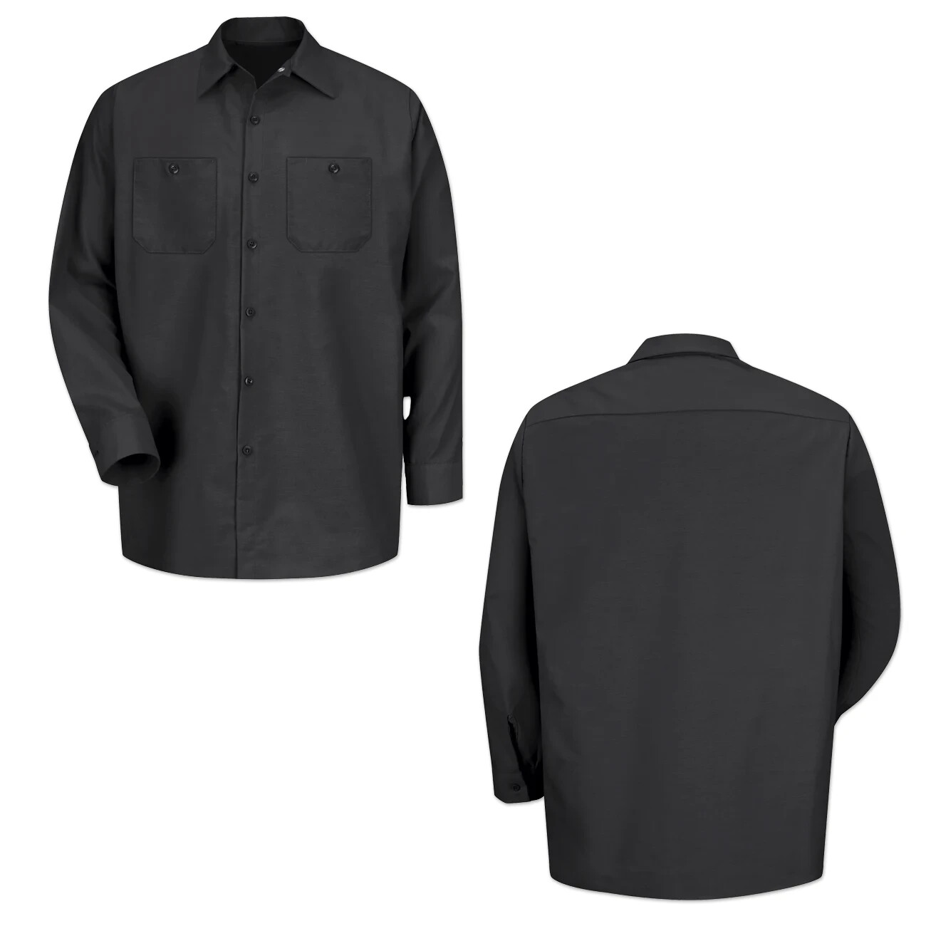 Red Kap Work Shirt Solid Color 2 Pocket Men’s Industrial Uniform Long Sleeve