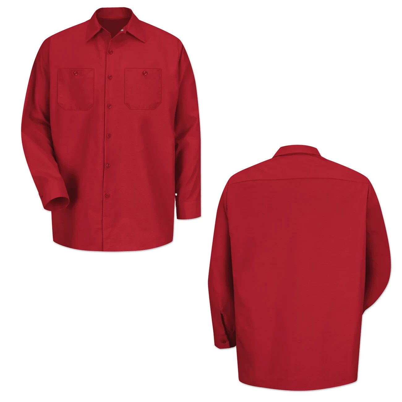 Red Kap Work Shirt Solid Color 2 Pocket Men’s Industrial Uniform Long Sleeve