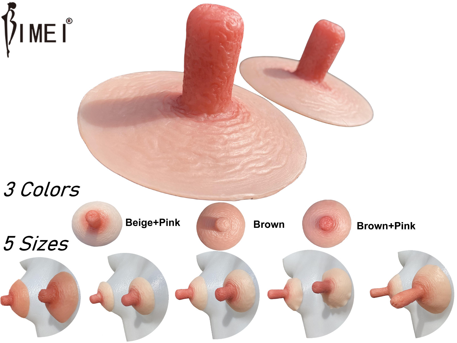 BIMEI Silicone Nipple Adhesive Extra Long for Breast Form Drag Queen Transgender