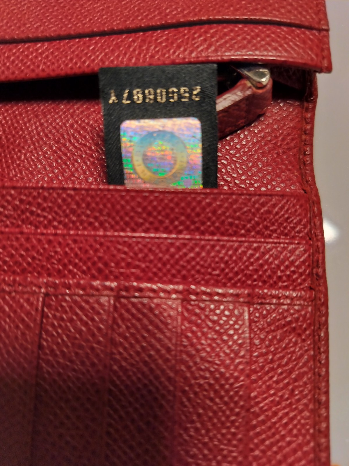 BVLGARI Red Leather Authentic Circle Logo Bi-fold Long Wallet W18×H11cm/4″X7″