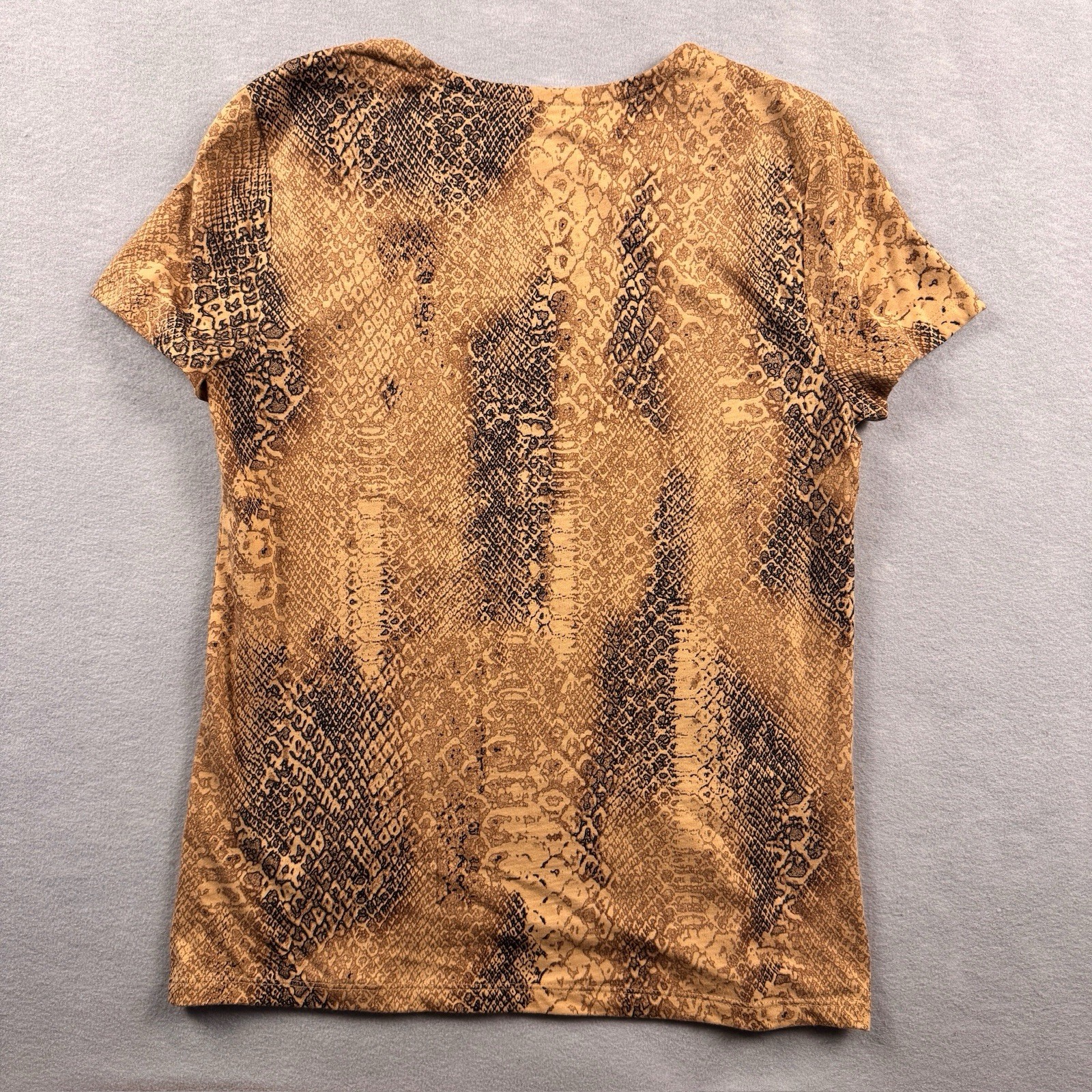 Lauren Ralph Lauren Shirt Womens PS Brown Snake Print Cotton Tee Top Casual