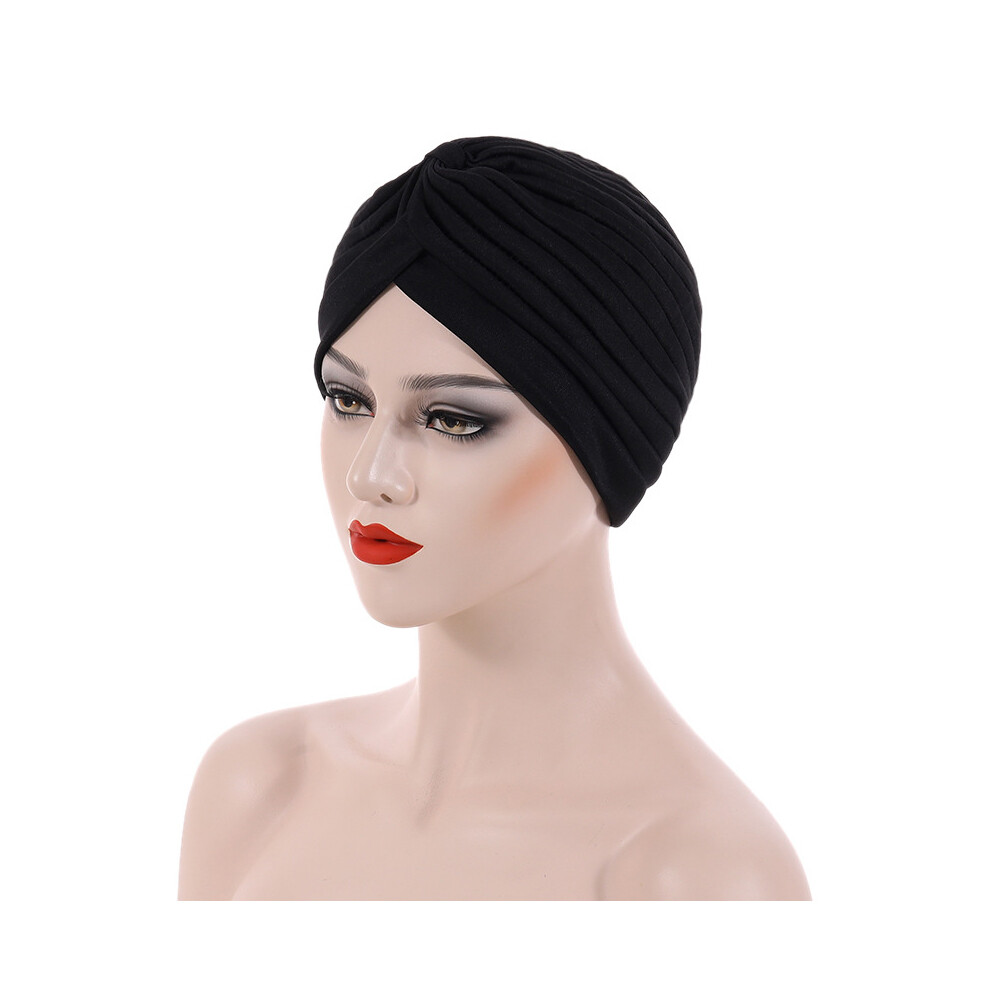 US 1 Pack Turban For Women Soft Head Wrap Pleated Loss Cap Chemo Hat Hair