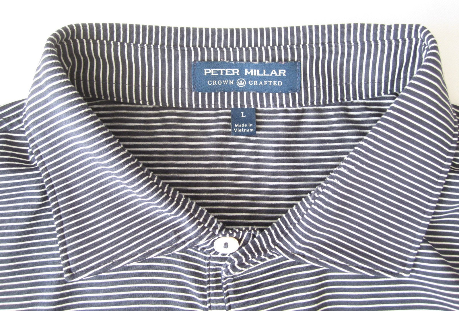 Men Peter Millard Crown Crafted Striped 1967 Blue Bird Sleeve Shirt Sz L (MT787)