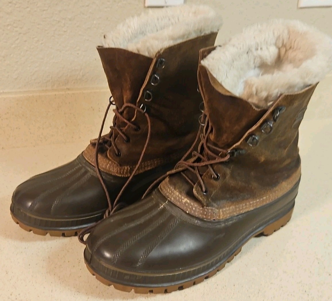 Sorel Kaufman Steel Shank Boots 12 Lined Water Proof Snow Rain Made USA Leather