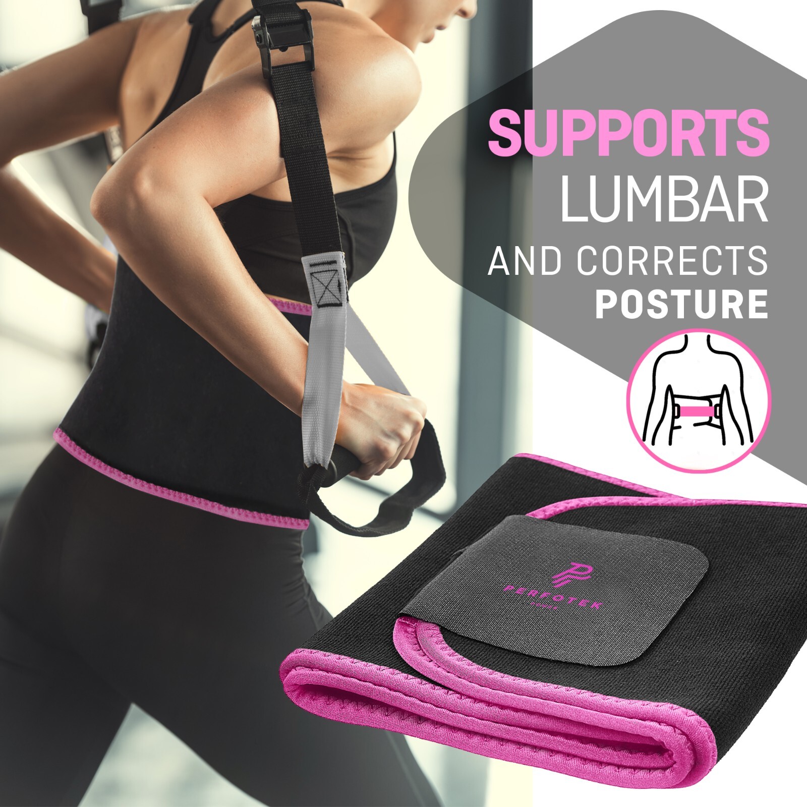 Waist Trainer for Women & Men Lower Belly Support Belt Sauna Effect Pink L Size