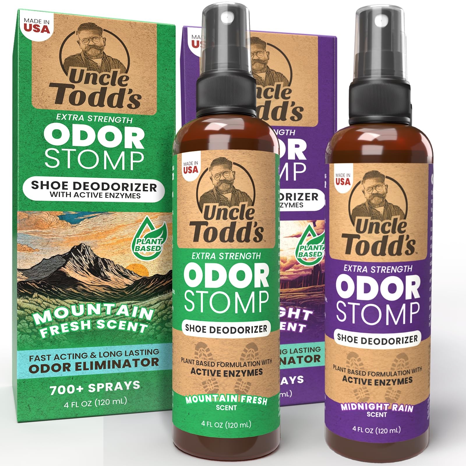 Shoe Deodorizer 2-Pack Enzyme Odor Elimination for All Footwear Powerful Proven