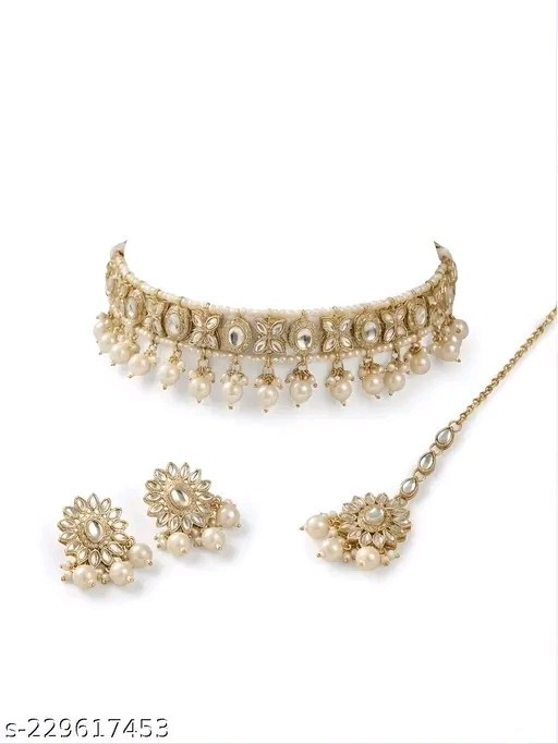 Indian Bollywood Gold Plated Kundan Choker Bridal Necklace Earrings Jewelry Set