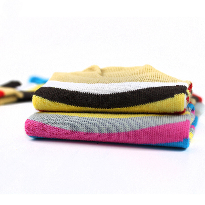 5 Pairs Women Five Finger Toe Socks Sport Casual Rainbow Striped Solid Color 5-9