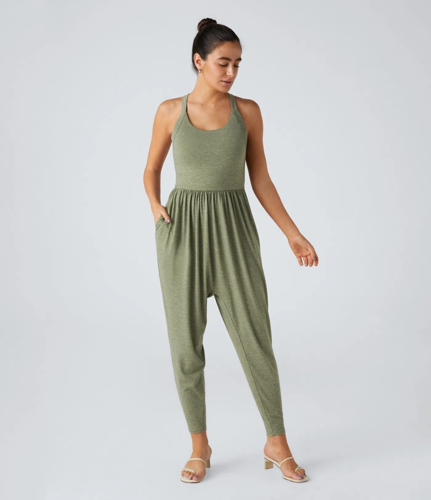 Backless U Neck Pocket Harem Casual Jumpsuit | Easy Peezy