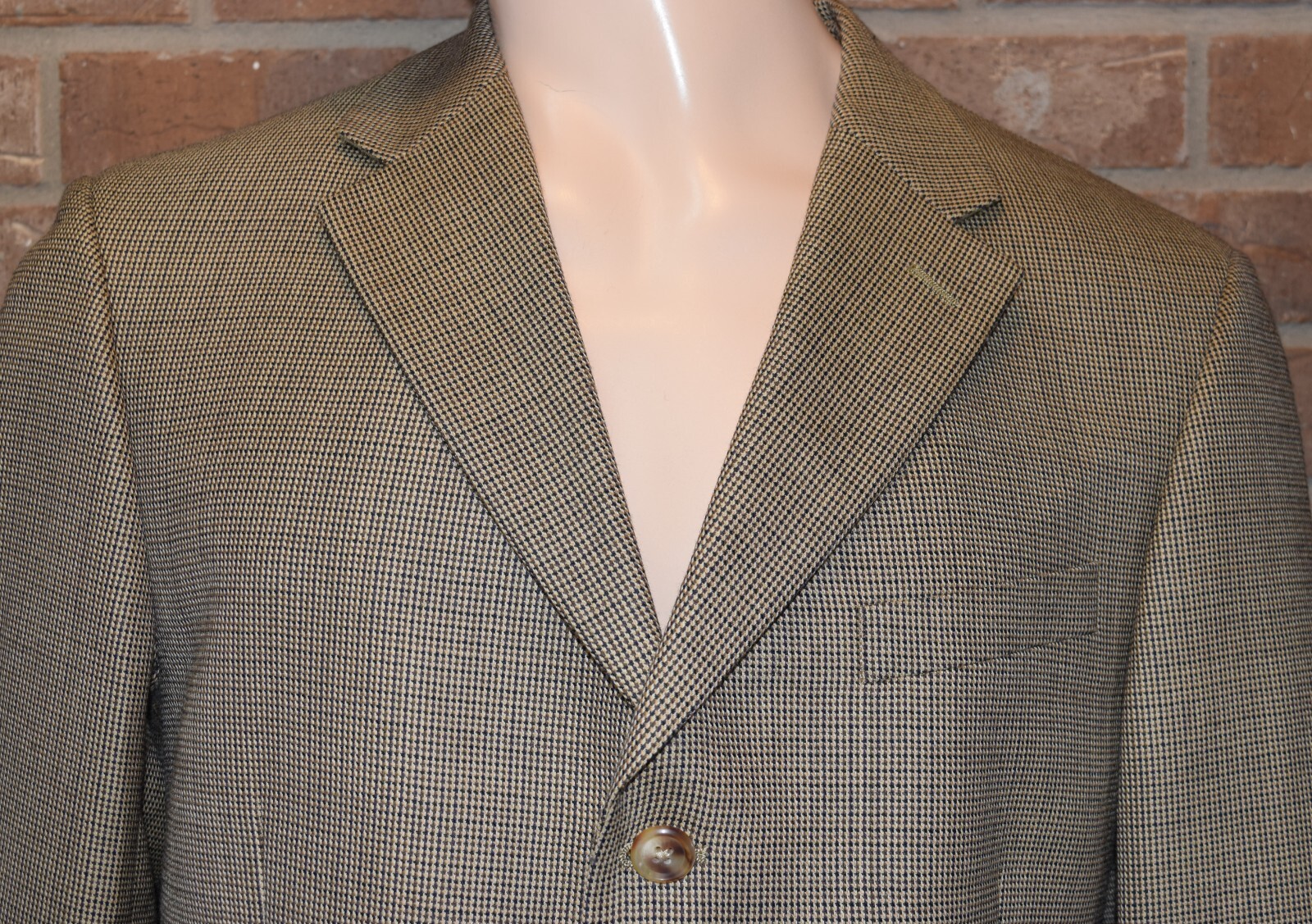 T Harris Blazer Mens 42R Regular Houndstooth 3 Button 100% Wool Double Vented