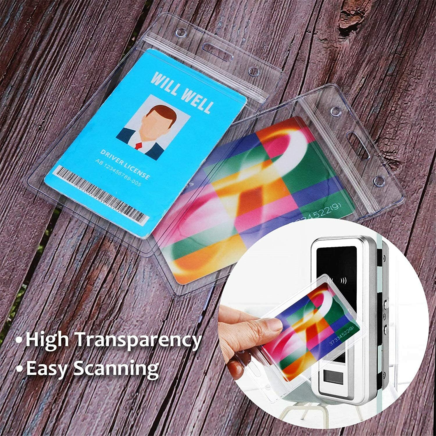 1 – 4 Pack WATERPROOF vertical ID Card Holder Credit Clear Badge hospital travel