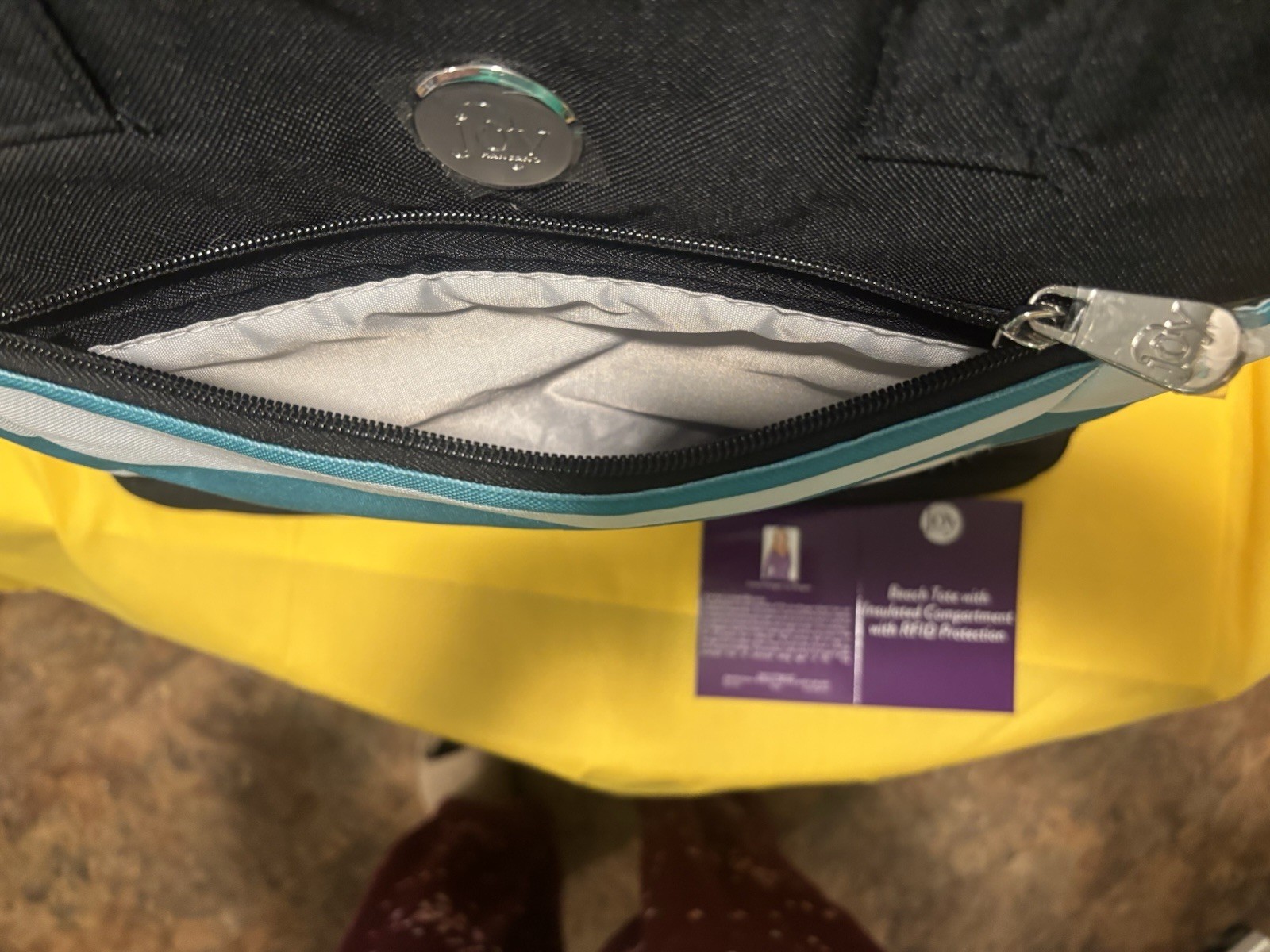 Joy Mangano Lightweight Double Decker Insulated Tote Beach Bag