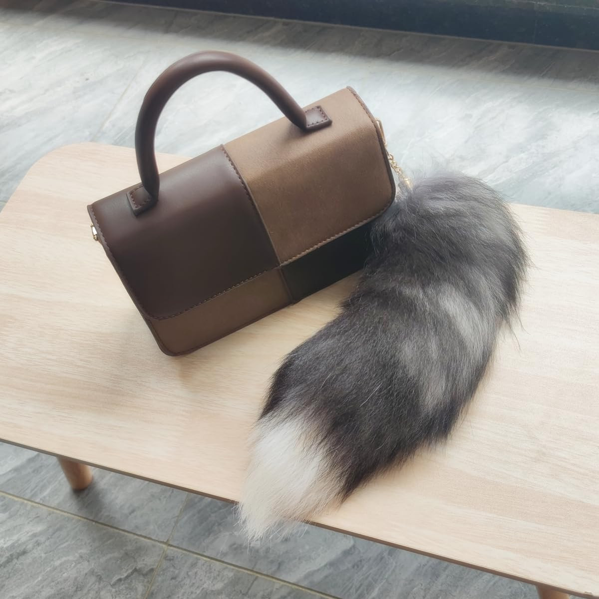 Fluffy Fox Tail Fur Keychain Therian Cosplay Handbag Tassel Hook Accessories for